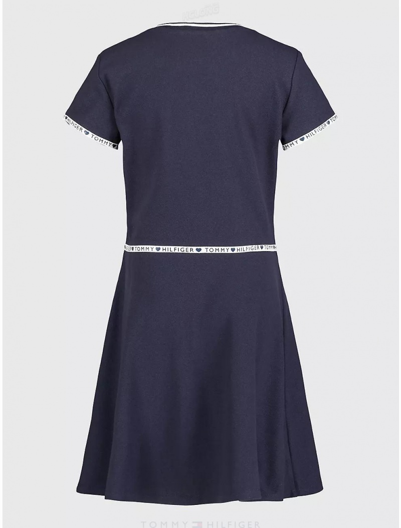 Tommy Hilfiger Big Kids' Quarter-Zip Dress Dresses & Skirts Navy Blazer | 6137-VNZBL