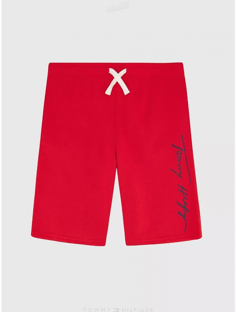 Tommy Hilfiger Big Kids' Signature Knit Short Shorts Tommy Red | 9658-ECQVB