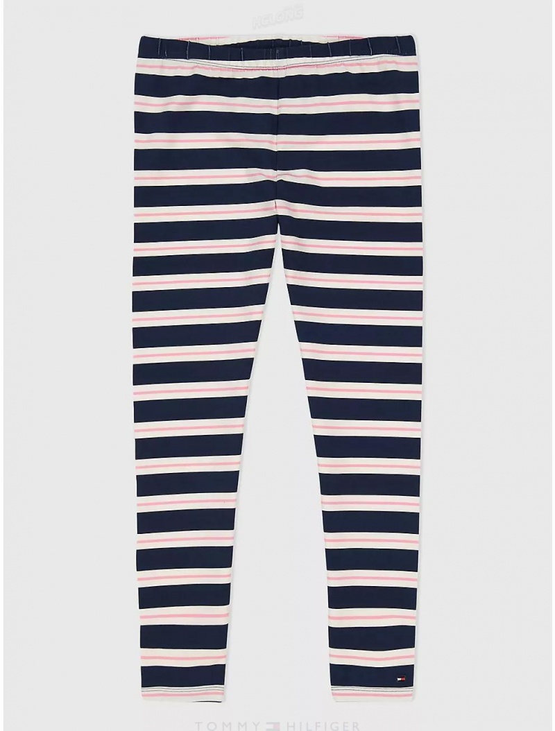 Tommy Hilfiger Big Kids' Stripe Legging Pants Cobalt Sapphire | 1057-KYCVJ