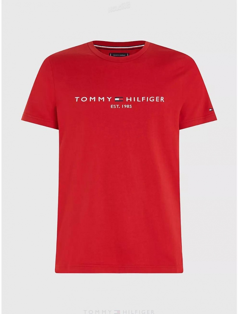 Tommy Hilfiger Big and Tall Hilfiger Logo T-Shirt Big & Tall Arizona Red | 9362-EGLPY