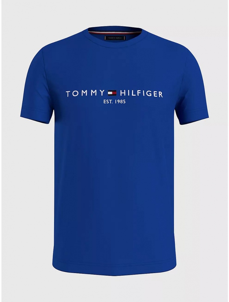 Tommy Hilfiger Big and Tall Hilfiger Logo T-Shirt Big & Tall Ultra Blue | 8367-UYCEB