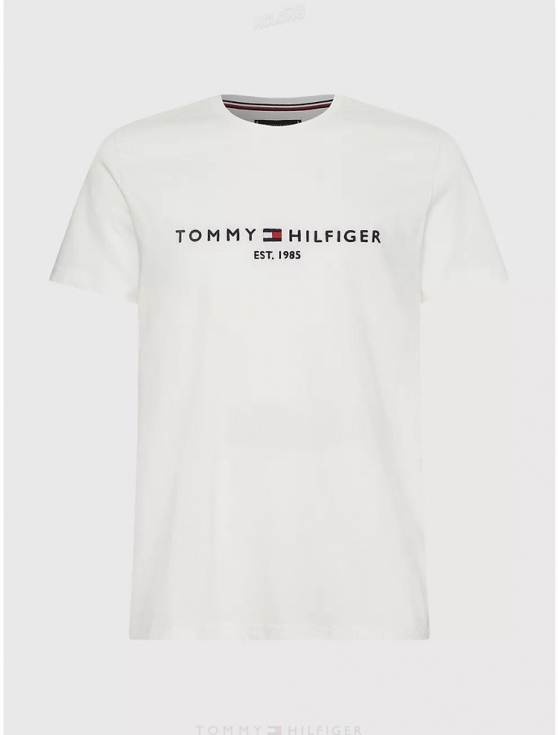 Tommy Hilfiger Big and Tall Hilfiger Logo T-Shirt Big & Tall White | 7659-SZYFV