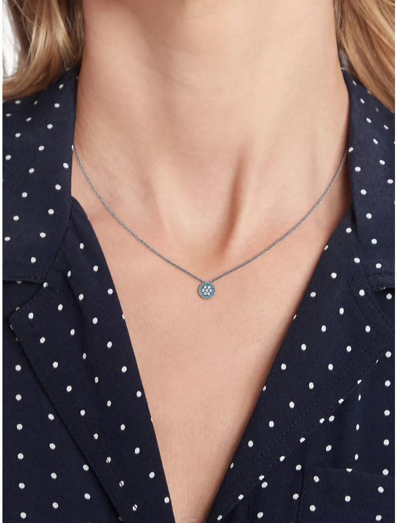 Tommy Hilfiger Blue Ion-Plated Crystal Necklace Jewelry Blue | 6789-MXVGK