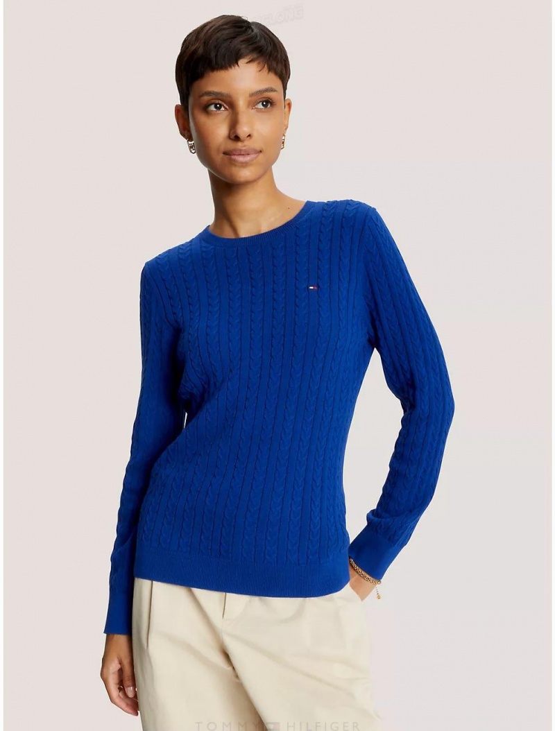 Tommy Hilfiger Cable Knit Sweater Sweaters Midnight Blue | 3672-YQDCV