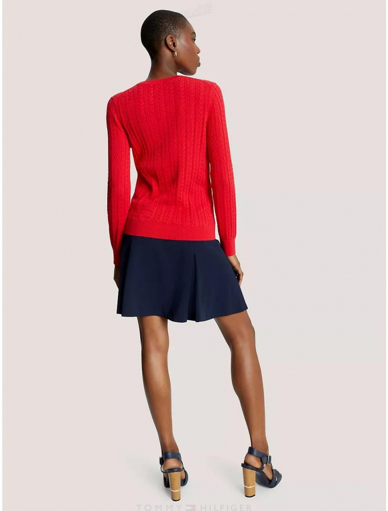 Tommy Hilfiger Cable Knit Sweater Sweaters Primary Red | 5183-NTSIY