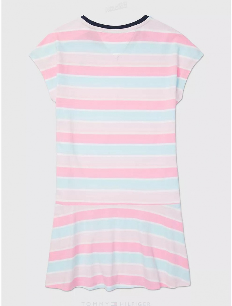 Tommy Hilfiger Candy Stripe Knit Dress Dresses & Skirts Pink Breeze Multi | 8723-XFCUT