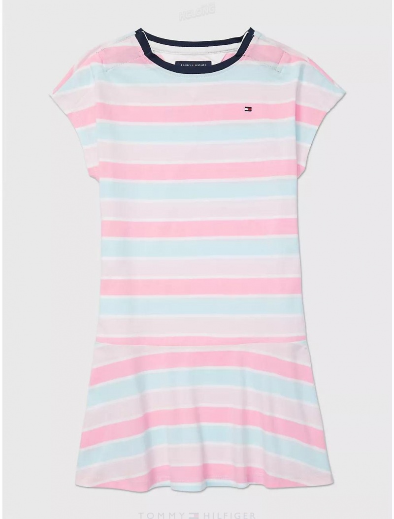 Tommy Hilfiger Candy Stripe Knit Dress Dresses & Skirts Pink Breeze Multi | 8723-XFCUT