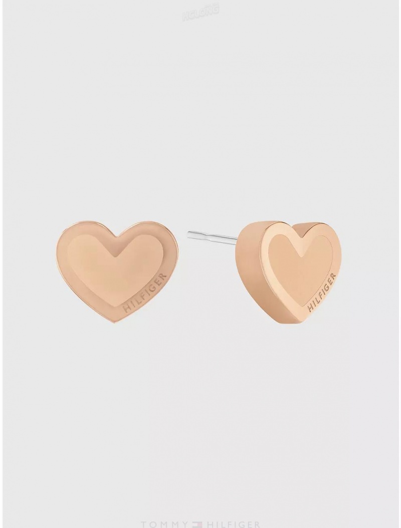 Tommy Hilfiger Carnation Gold-Tone Heart Earring Jewelry Carnation Gold | 0256-RUPDO