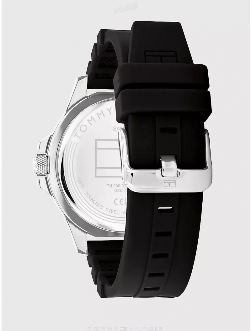 Tommy Hilfiger Casual Watch with Black Silicone Strap Watches Black | 8207-PAWTG