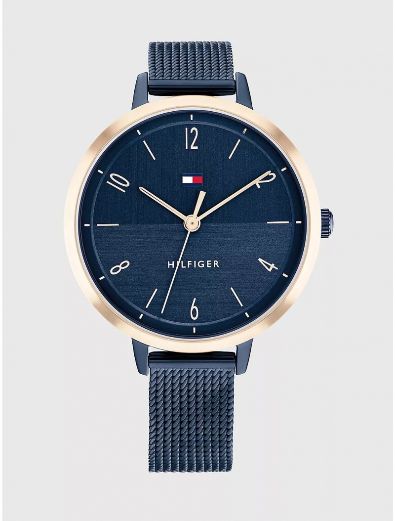 Tommy Hilfiger Casual Watch with Navy Ion-Plated Mesh Bracelet Watches Navy | 4371-EYGOT