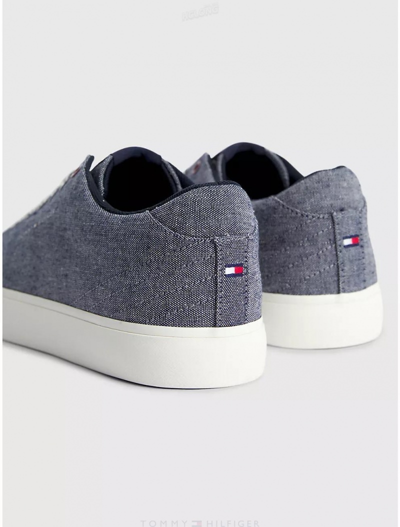 Tommy Hilfiger Chambray Low-Cut Sneaker Shoes Desert Sky | 8472-YEWTX