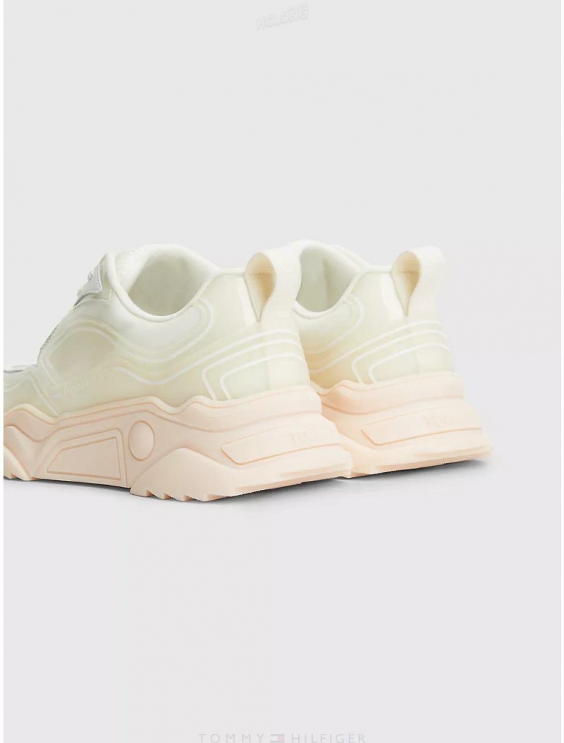 Tommy Hilfiger Chunk Sole Translucent Sneaker Shoes Ivory | 1750-YULGT