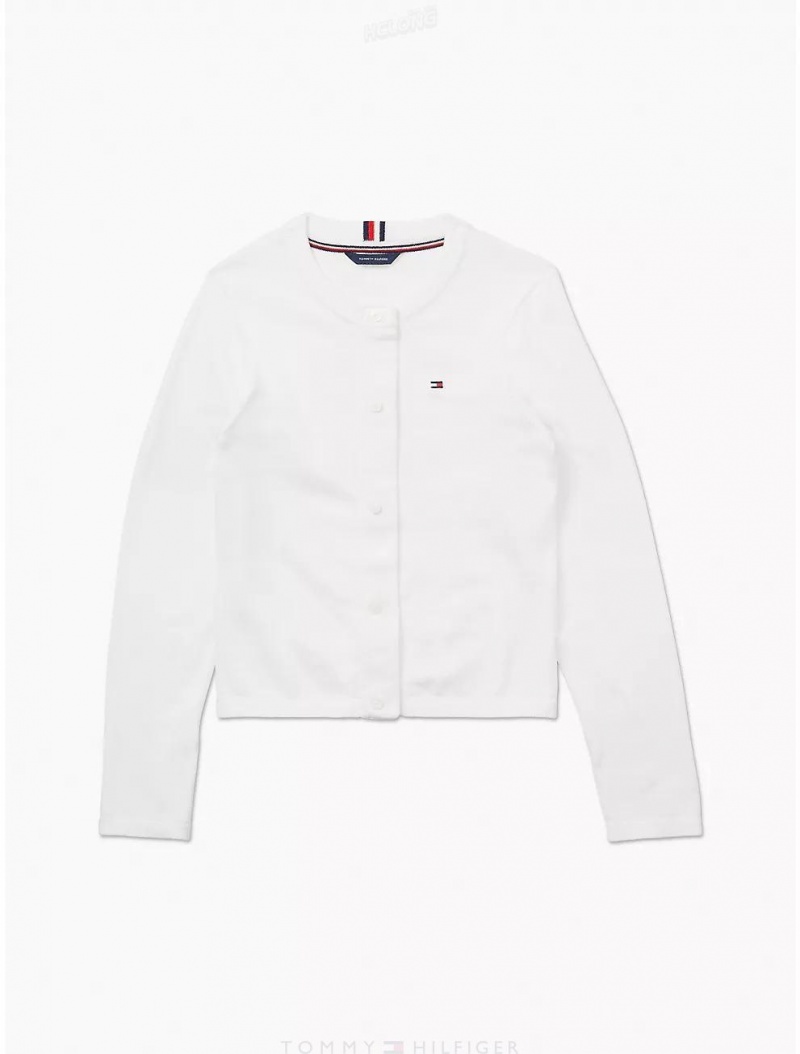 Tommy Hilfiger Classic Cardigan Tops Fresh White | 8073-TDUHX