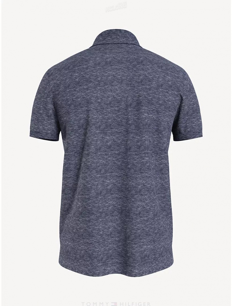 Tommy Hilfiger Classic Fit Pique Polo Tops Navy Heather | 3297-XQSDN