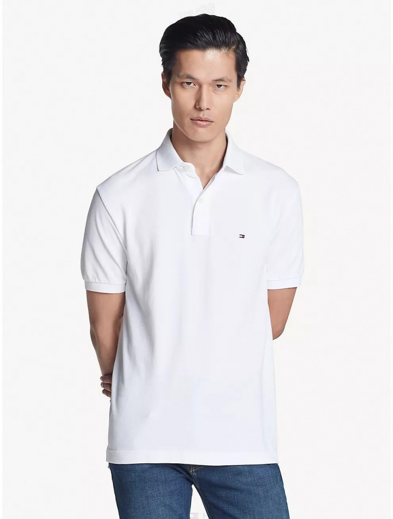 Tommy Hilfiger Classic Fit Pique Polo Tops Bright White | 4809-AHJCO