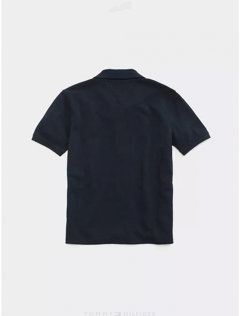 Tommy Hilfiger Classic Polo Tops Sky Captain | 9768-CTXGQ