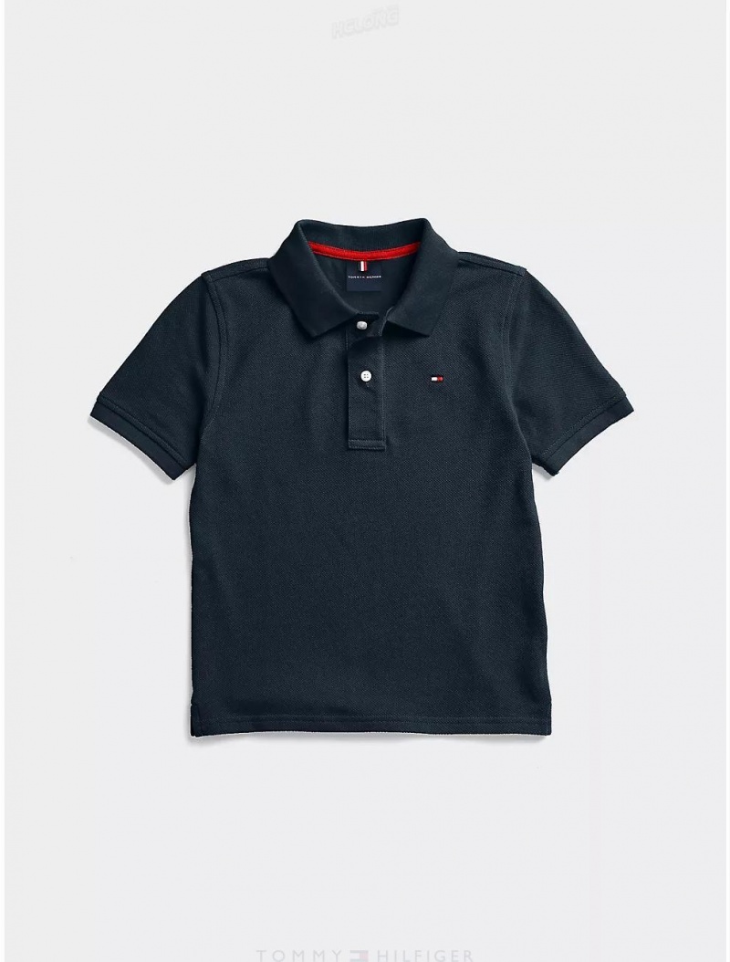 Tommy Hilfiger Classic Polo Tops Sky Captain | 9768-CTXGQ