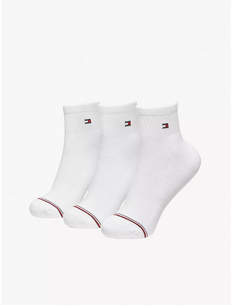 Tommy Hilfiger Classic Quarter Top Sock 3-Pack Socks White | 2730-QTINS