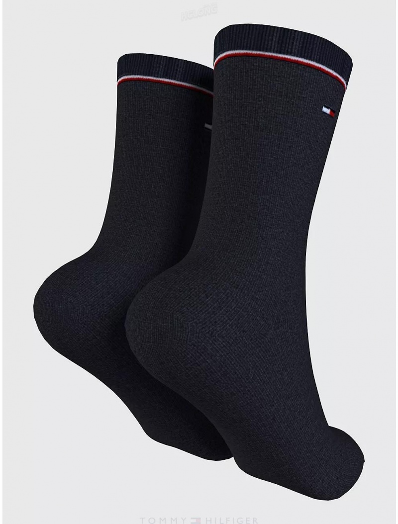 Tommy Hilfiger Classic Trouser Sock 2-Pack Socks Navy | 7261-QOFGN