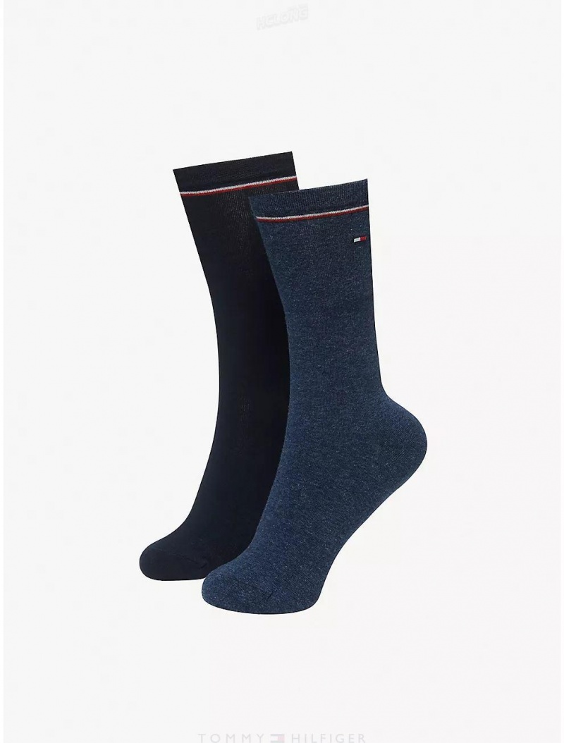 Tommy Hilfiger Classic Trouser Sock 2-Pack Socks Navy | 7261-QOFGN