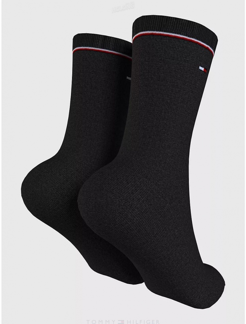 Tommy Hilfiger Classic Trouser Sock 2-Pack Socks Black | 4156-KIHBN