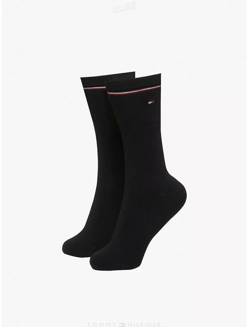 Tommy Hilfiger Classic Trouser Sock 2-Pack Socks Black | 4156-KIHBN