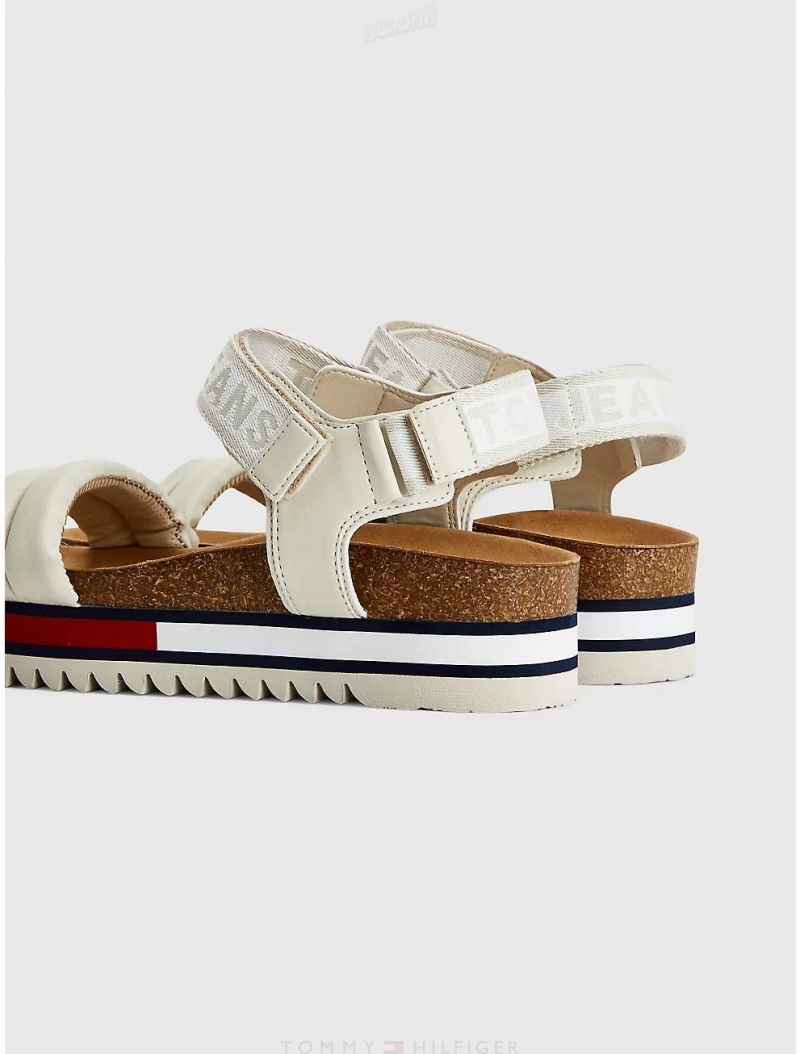 Tommy Hilfiger Cleated Flag Strap Sandal Shoes Light Silt | 4597-SXBKH