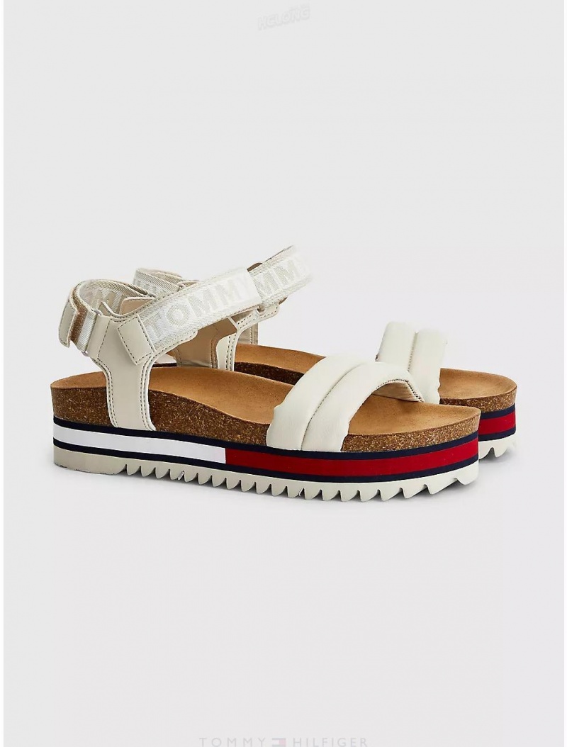 Tommy Hilfiger Cleated Flag Strap Sandal Shoes Light Silt | 4597-SXBKH