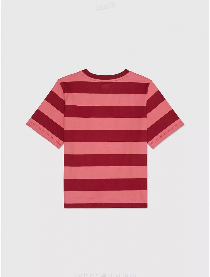 Tommy Hilfiger Collegiate T-Shirt Tops Deep Sea Rose | 0729-FATBW