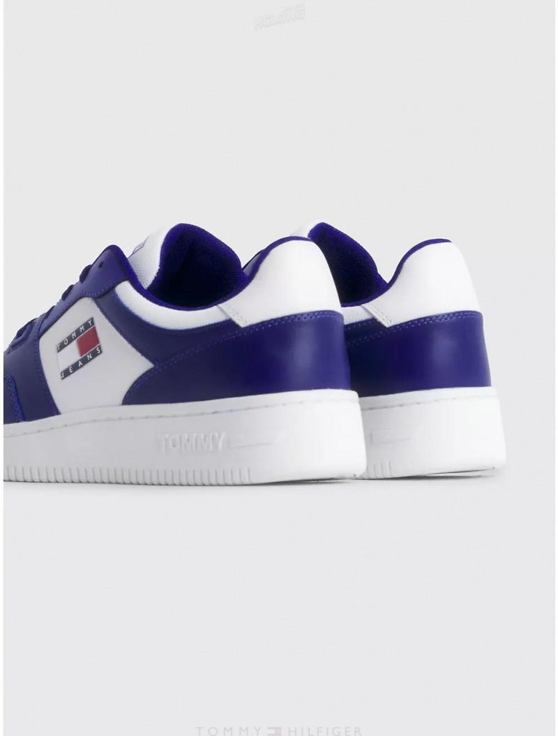 Tommy Hilfiger Colorblock Leather Sneaker Shoes Navy Voyage | 9628-TNLSE