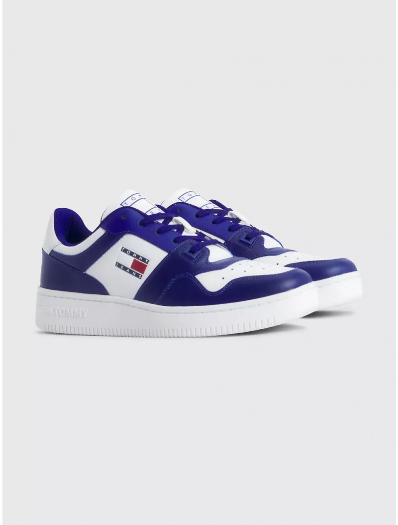 Tommy Hilfiger Colorblock Leather Sneaker Shoes Navy Voyage | 9628-TNLSE