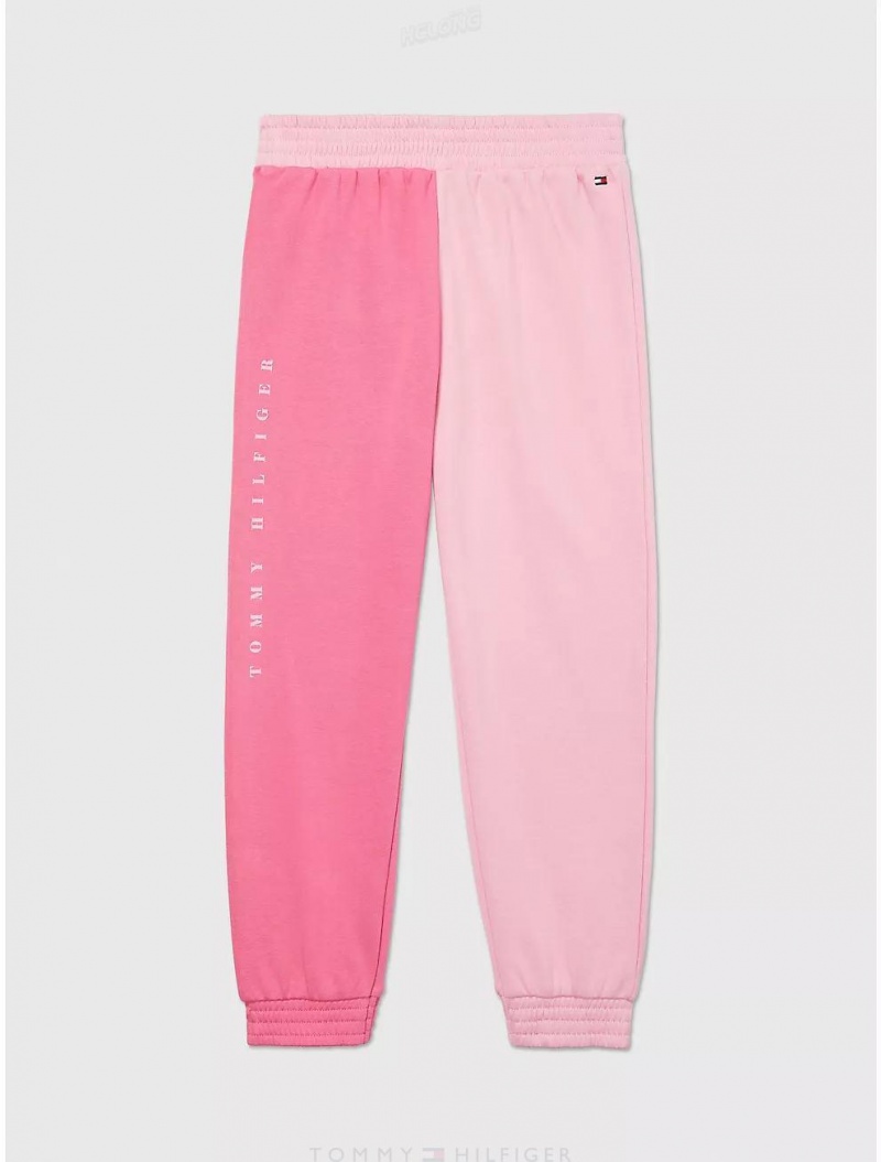 Tommy Hilfiger Colorblock Sweatpant Bottoms Popular Pink | 0536-NIJRE