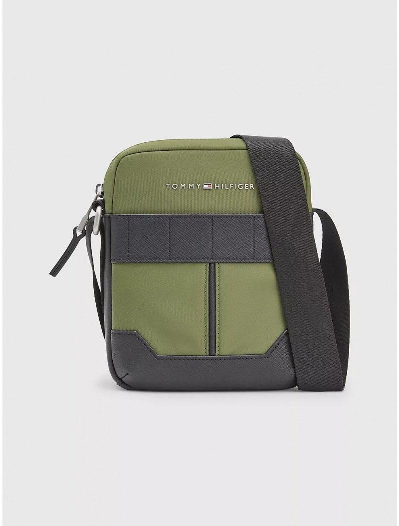 Tommy Hilfiger Commuter Nylon Mini Reporter Bag Bags Mentor Green | 7452-PQTWZ