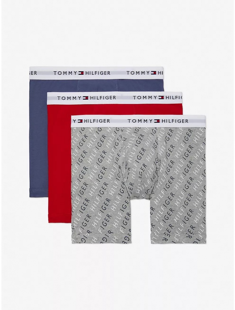 Tommy Hilfiger Cotton Classics Boxer Brief 3-Pack Underwear Grey/Red/Blue | 3142-NQWIB