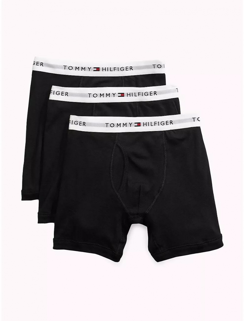 Tommy Hilfiger Cotton Classics Boxer Brief 3-Pack Underwear Black | 1538-VOKJB