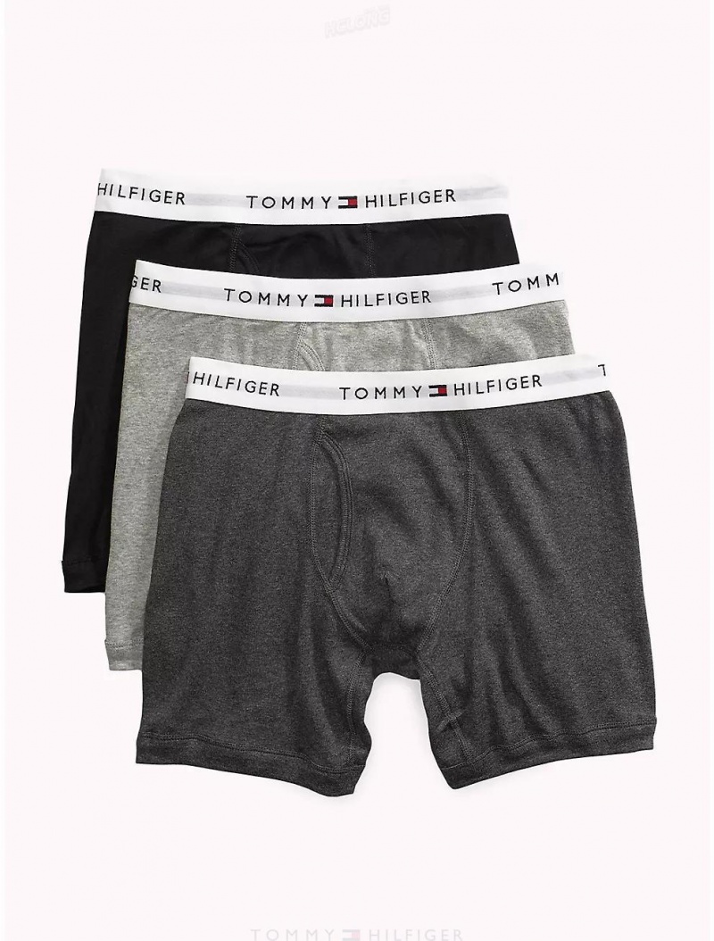 Tommy Hilfiger Cotton Classics Boxer Brief 3-Pack Underwear Grey Heather | 3420-YHXLG