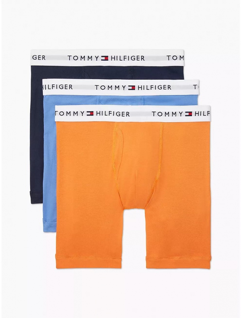 Tommy Hilfiger Cotton Classics Boxer Brief 3-Pack Underwear Tangerine/Light Blue/Navy | 5426-GKBWR