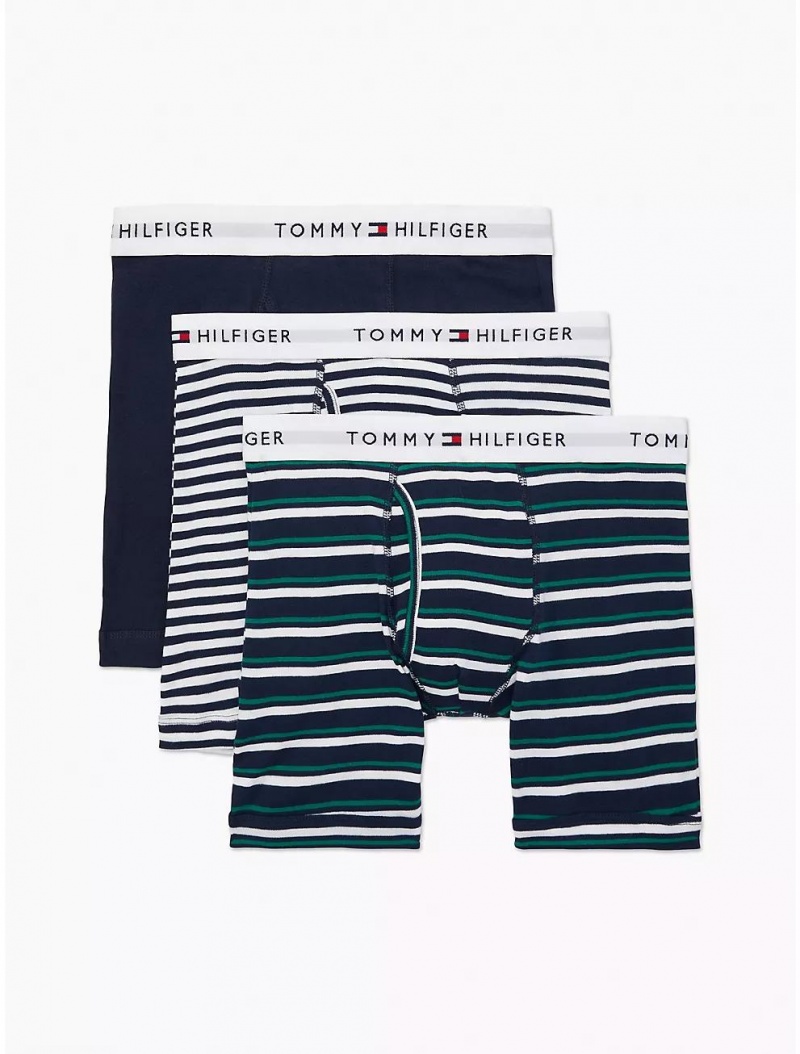 Tommy Hilfiger Cotton Classics Boxer Brief 3-Pack Underwear Ink Blue | 9612-JSXBK