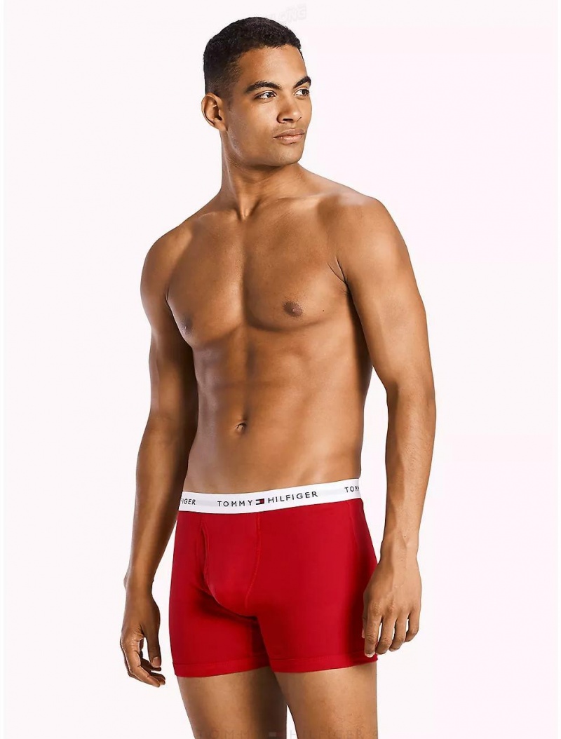 Tommy Hilfiger Cotton Classics Boxer Brief 3-Pack Underwear Mahogany | 2657-FMZRU