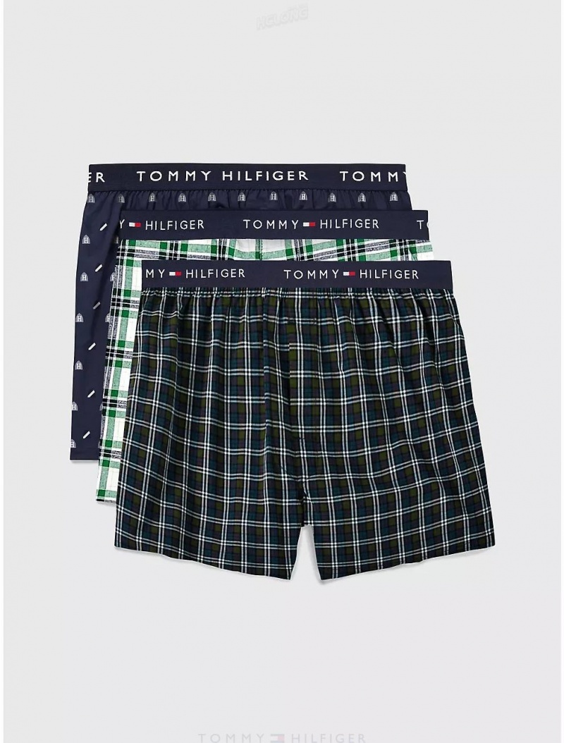 Tommy Hilfiger Cotton Classics Slim Fit Woven Boxer 3-Pack Underwear Royalty | 1748-OHZMN