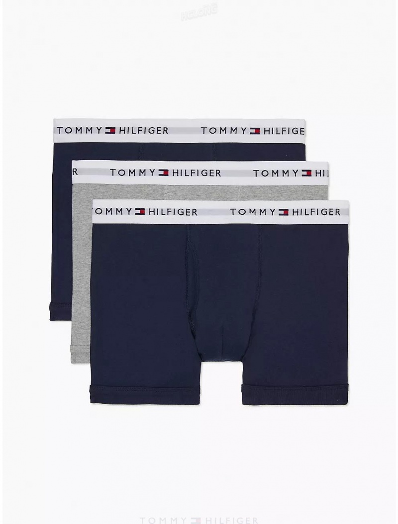 Tommy Hilfiger Cotton Classics Trunk 3-Pack Underwear Dark Navy | 4578-HPBWM