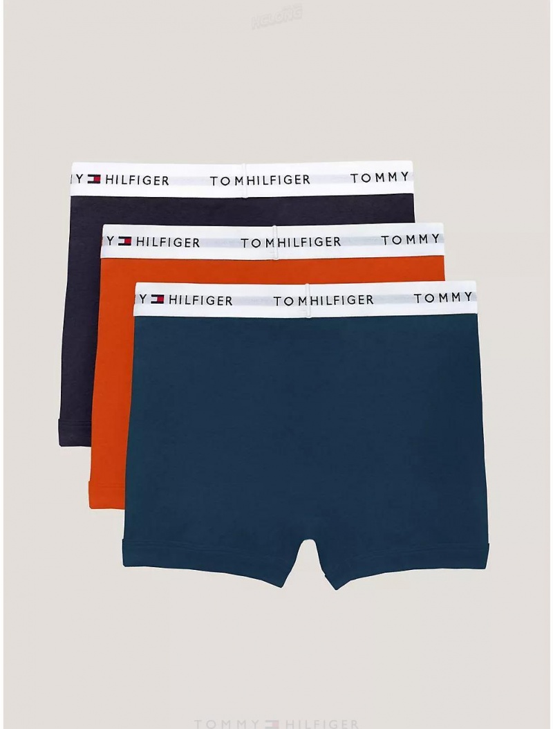 Tommy Hilfiger Cotton Classics Trunk 3-Pack Underwear Deep Blue | 5307-LICAR