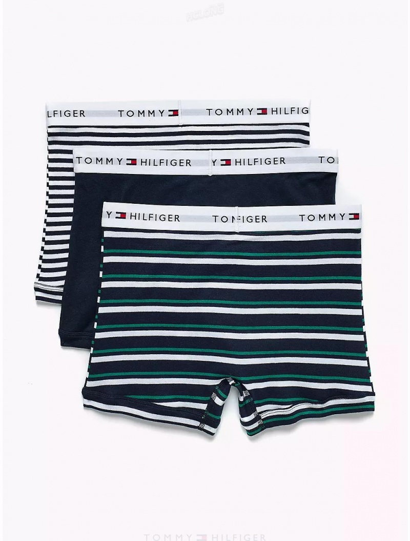 Tommy Hilfiger Cotton Classics Trunk 3-Pack Underwear Ink Blue | 2109-LAXWF