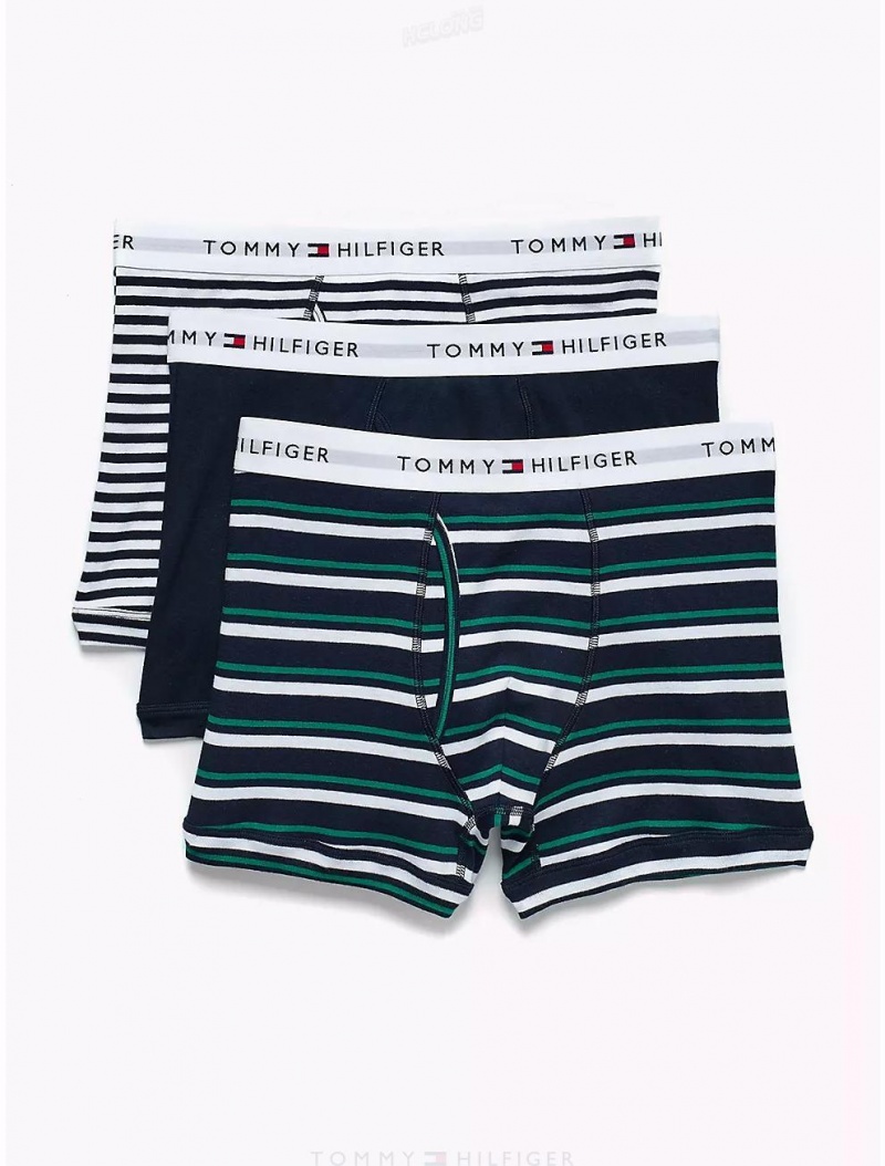 Tommy Hilfiger Cotton Classics Trunk 3-Pack Underwear Ink Blue | 2109-LAXWF