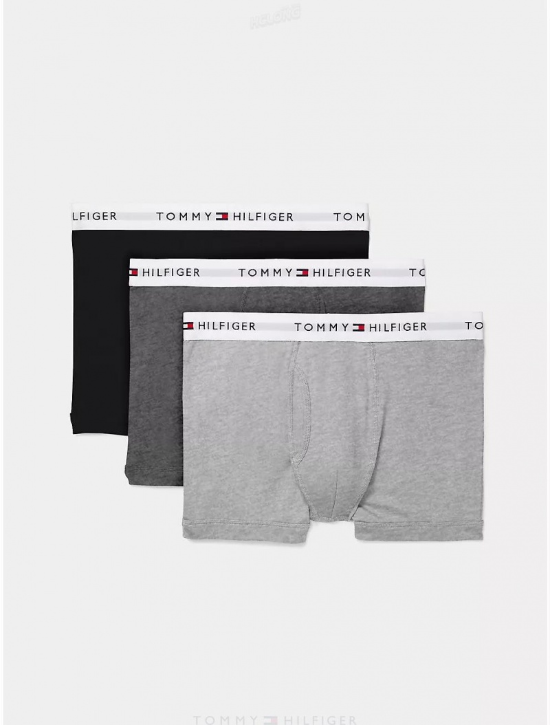 Tommy Hilfiger Cotton Classics Trunk 3-Pack Underwear Grey Heather | 4861-RGDYJ