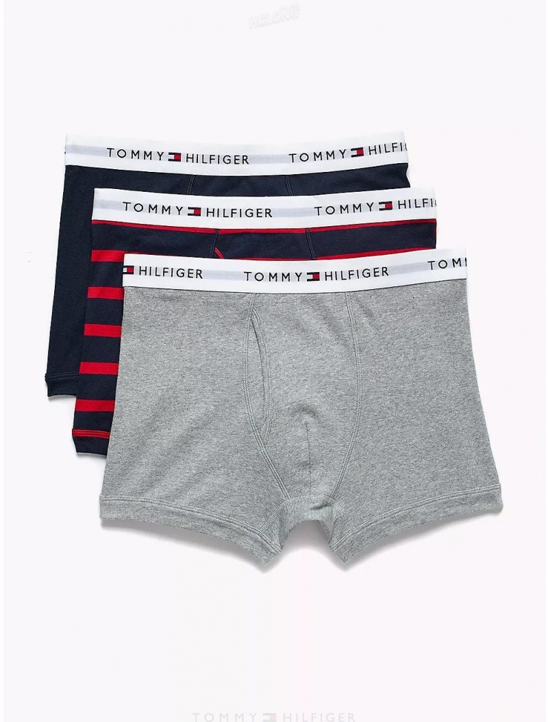 Tommy Hilfiger Cotton Classics Trunk 3-Pack Underwear Delf Blue | 7582-LXQSU