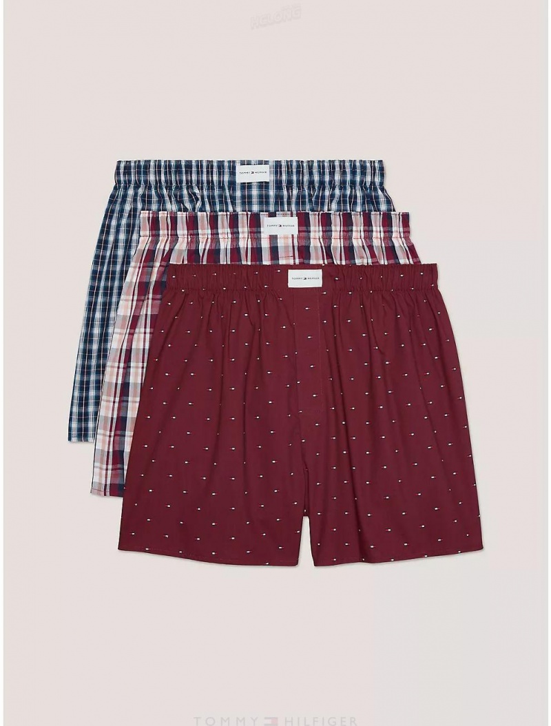 Tommy Hilfiger Cotton Classics Woven Boxer 3-Pack Underwear Hibiscus | 7134-LTKPD