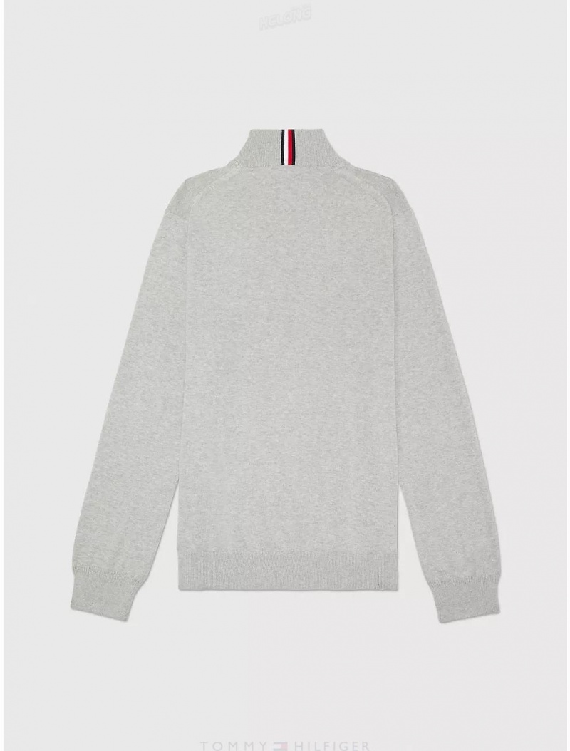 Tommy Hilfiger Cotton Mockneck Sweater Tops Grey Heather | 2130-SKVZA