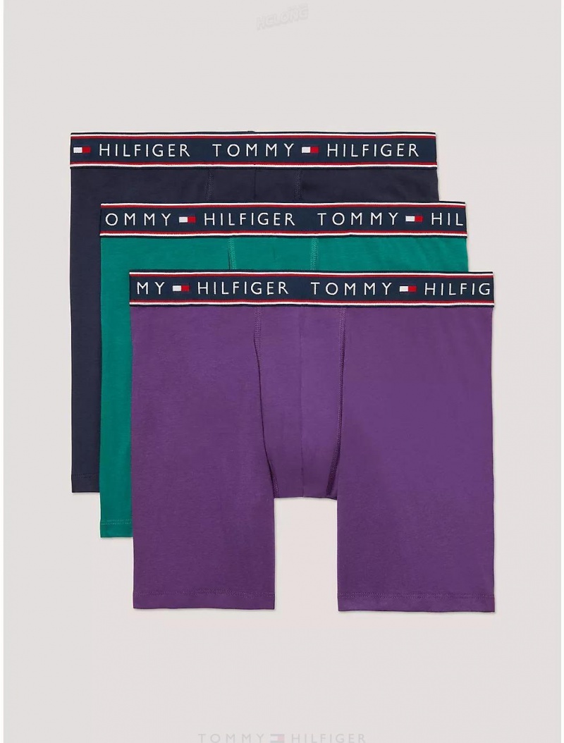 Tommy Hilfiger Cotton Stretch Boxer Brief 3-Pack Underwear Hunter | 9431-OPXMG