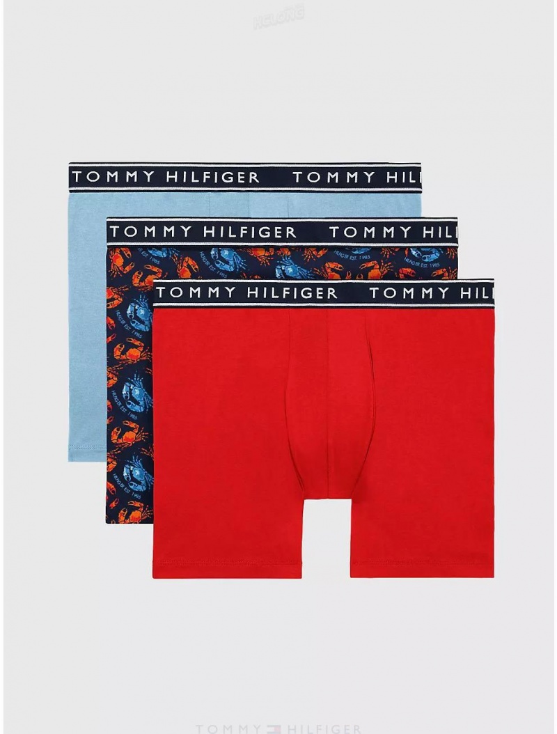 Tommy Hilfiger Cotton Stretch Boxer Brief 3-Pack Underwear Flame | 2790-RXZGM